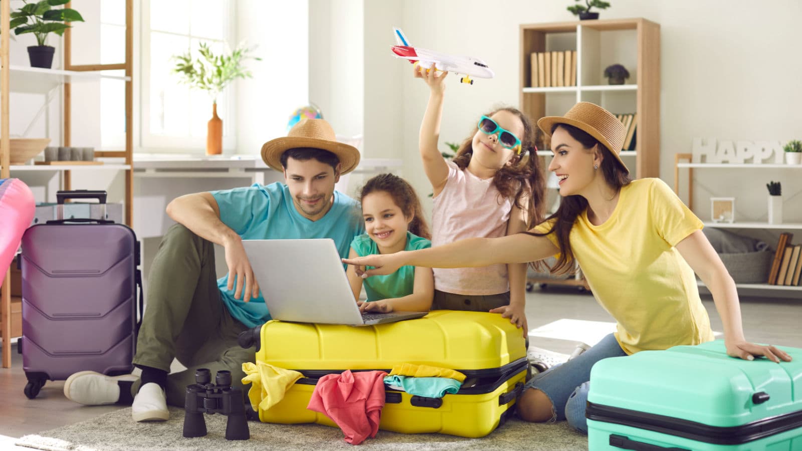 Famiglia in partenza per una vacanza